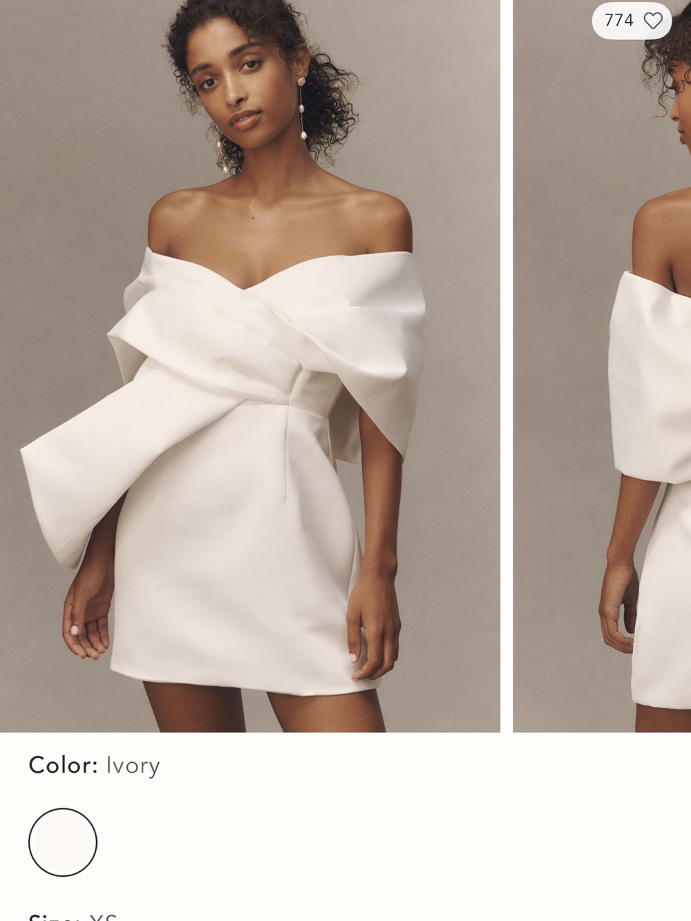 Elliatt Ivory One-Shoulder Draped Mini Dress
